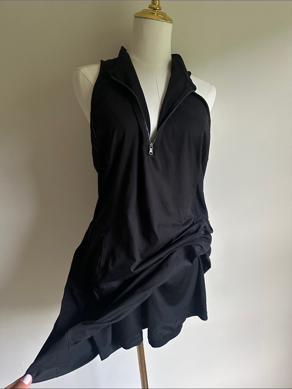2 Piece Black Zip-Front Athletic Dress